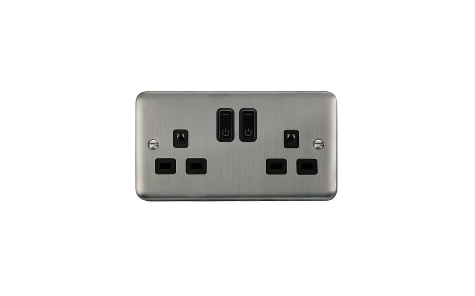 Click 13a 2 Gang Stainless Steel Smart Socket Insert Black