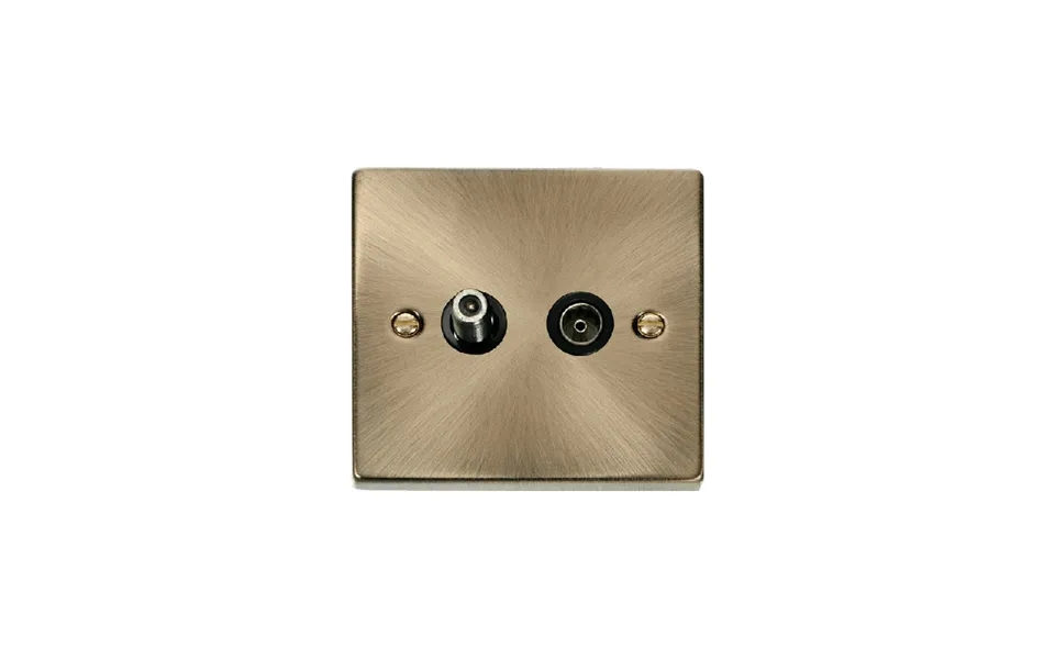 Click Deco 1 Gang Isolated Satellite & Isolated Coaxial Socket Outlet Antique Brass Insert Black