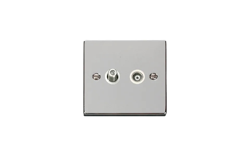 Click Deco 1 Gang Isolated Satellite & Isolated Coaxial Socket Outlet Polished Chrome Insert White