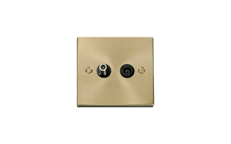 Click Deco 1 Gang Isolated Satellite & Isolated Coaxial Socket Outlet Satin Brass Insert Black