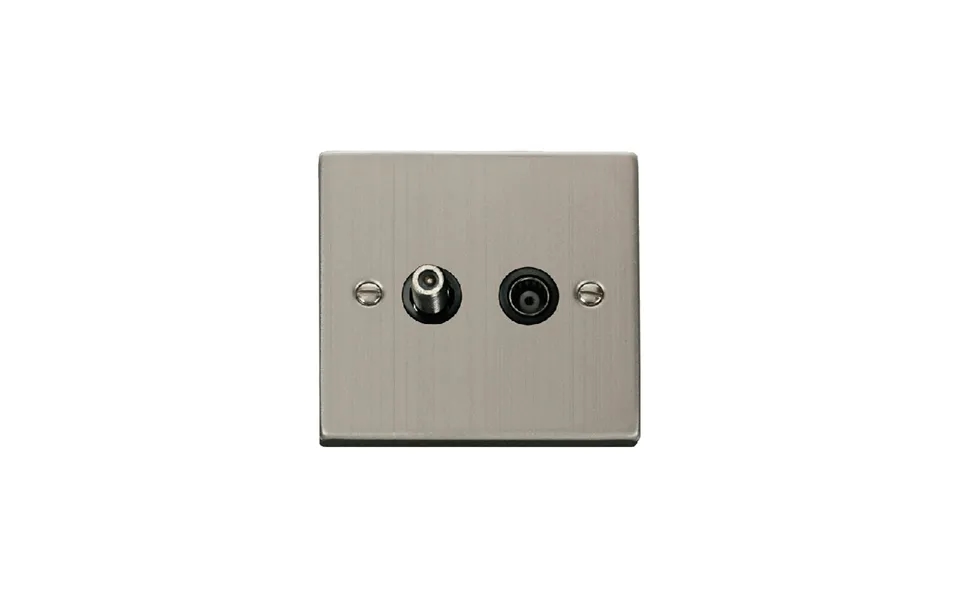 Click Deco 1 Gang Isolated Satellite & Isolated Coaxial Socket Outlet Stainless Steel Insert Black