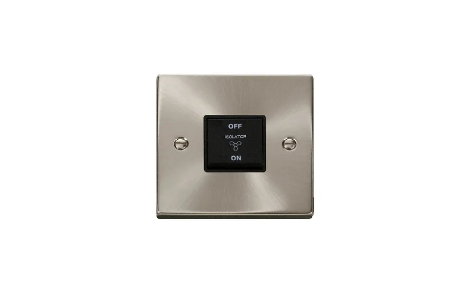 Click Deco 10a 1 Gang 3 Pole Fan Isolation Switch Satin Chrome Insert Black