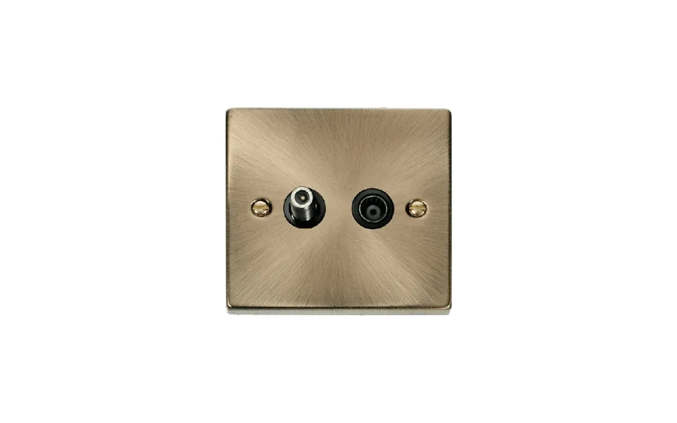 Click Deco 1g Non-isolated Satellite And Coaxial Socket Outlet Antique Brass Insert Black