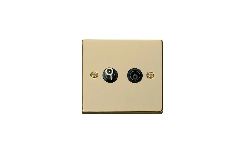 Click Deco 1g Non-isolated Satellite And Coaxial Socket Outlet Polished Brass Insert Black
