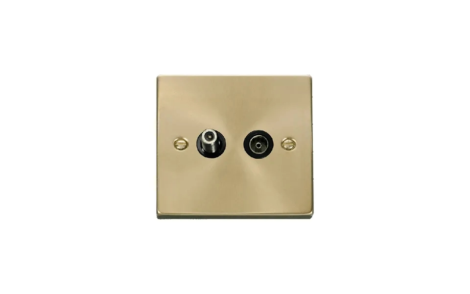 Click Deco 1g Non-isolated Satellite And Coaxial Socket Outlet Satin Brass Insert Black