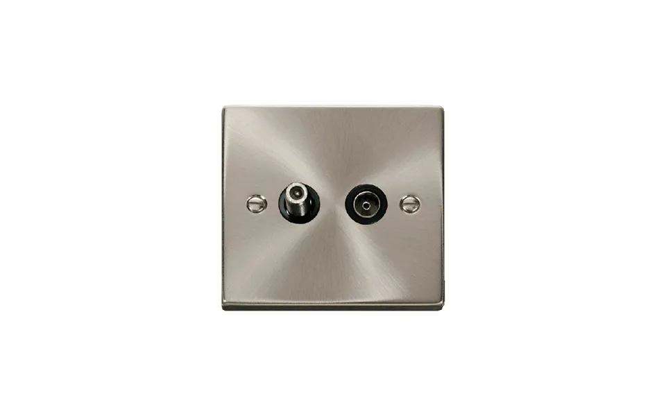 Click Deco 1g Non-isolated Satellite And Coaxial Socket Outlet Satin Chrome Insert Black