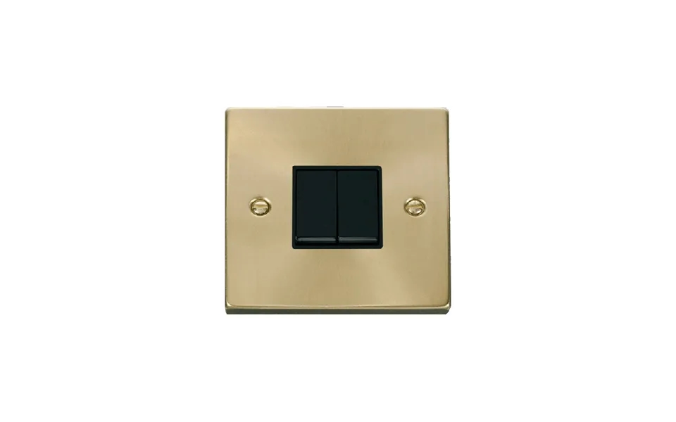 Click Deco 2 Gang 2 Way 10ax Switch Satin Brass Black Inserts