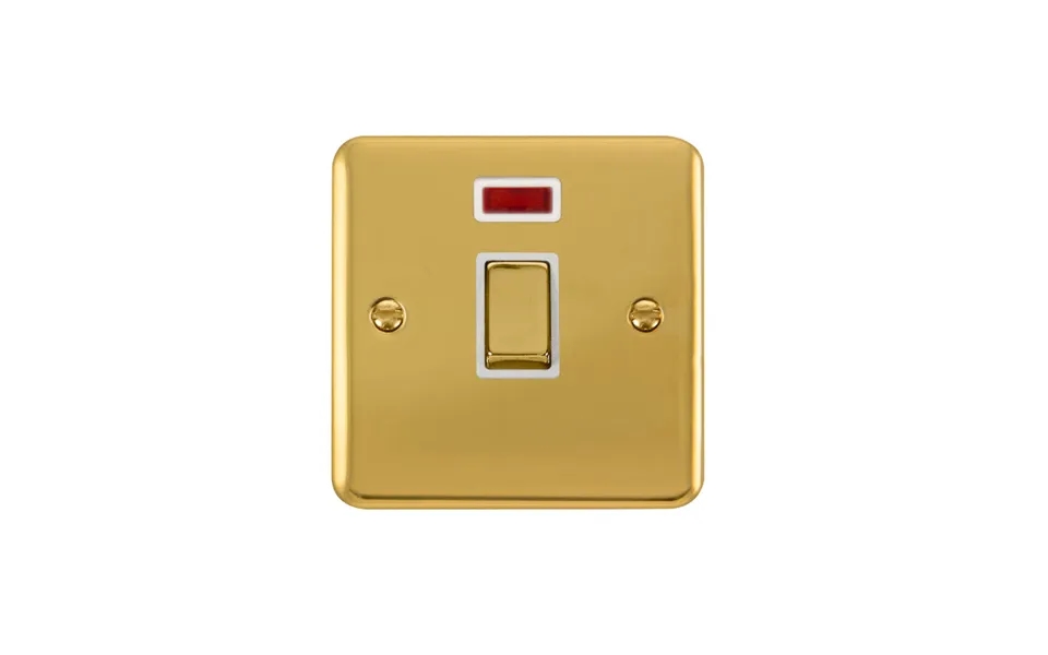 Click Deco Plus 1 Gang Dp Switch Polished Brass White Inserts Neon Light