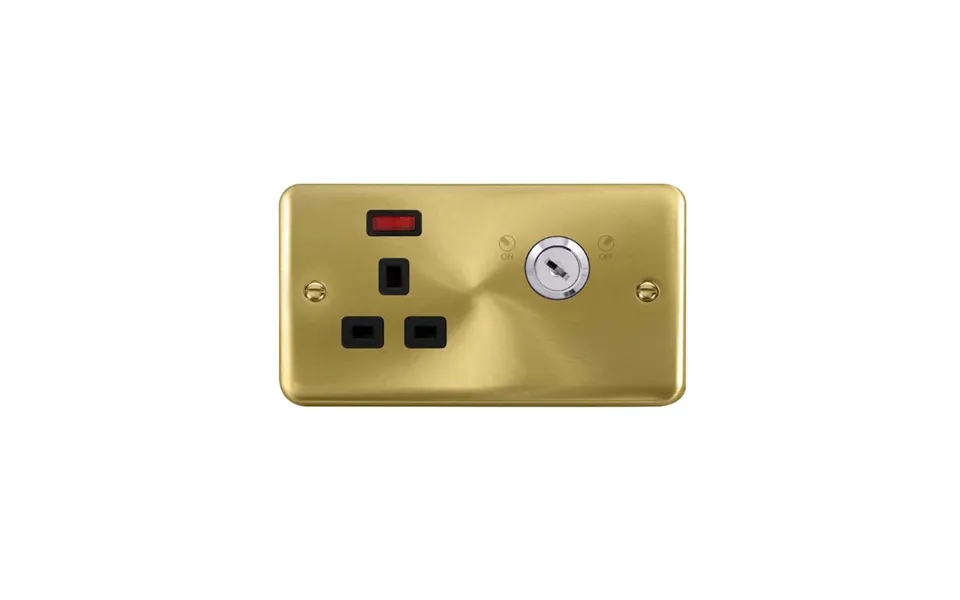 Click Deco Plus 1 Gang Key Lockable Socket 13a Satin Brass Black Inserts