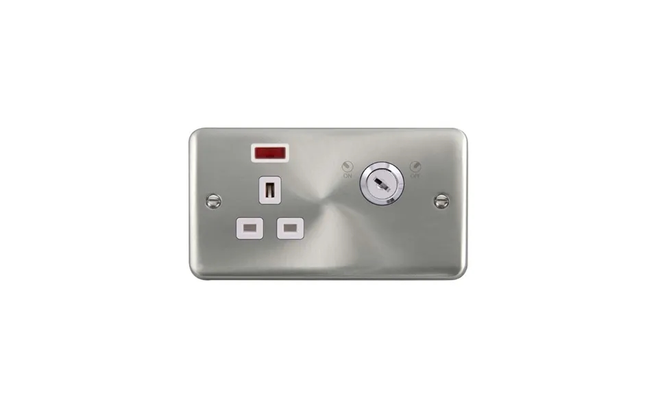 Click Deco Plus 1 Gang Key Lockable Socket 13a Satin Chrome White Inserts