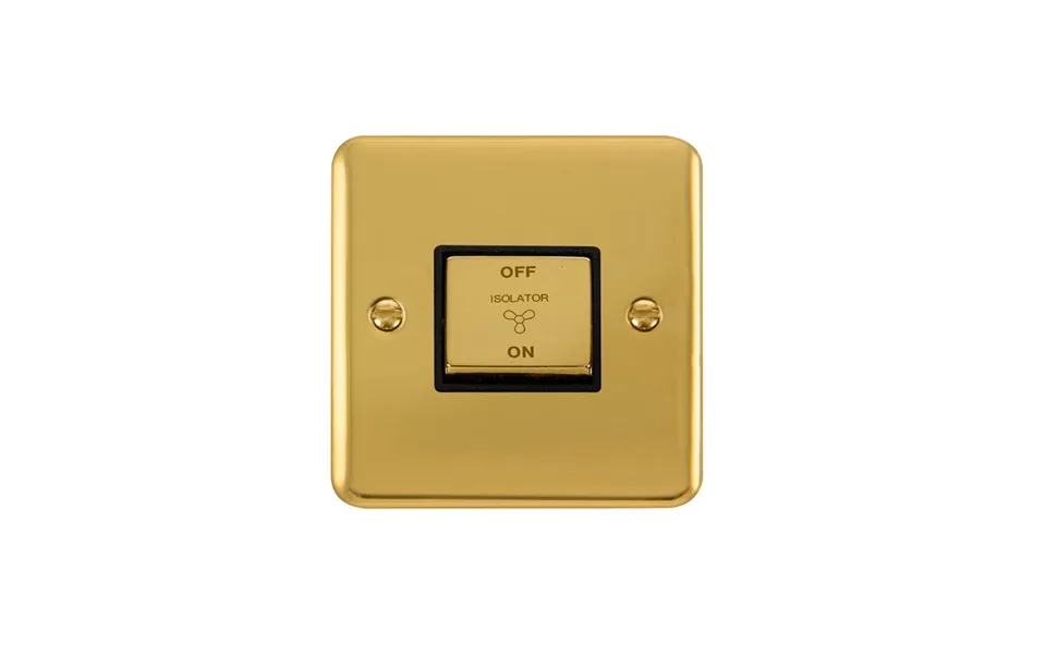 Click Deco Plus 3 Pole Fan Isolator Switch Polished Brass Black Inserts