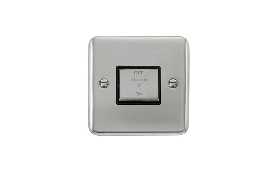 Click Deco Plus 3 Pole Fan Isolator Switch Polished Chrome Black Inserts