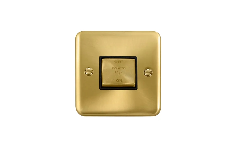 Click Deco Plus 3 Pole Fan Isolator Switch Satin Brass Black Inserts