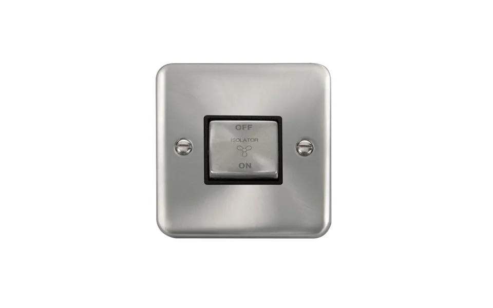 Click Deco Plus 3 Pole Fan Isolator Switch Satin Chrome Black Inserts