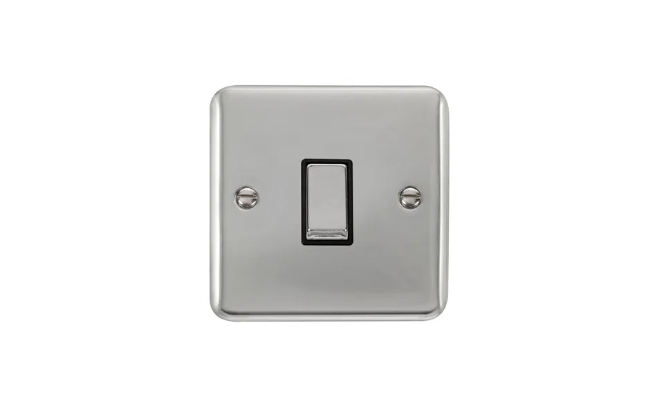 Click Deco Plus Minigrid 1 Gang Switch Polished Chrome Black Inserts