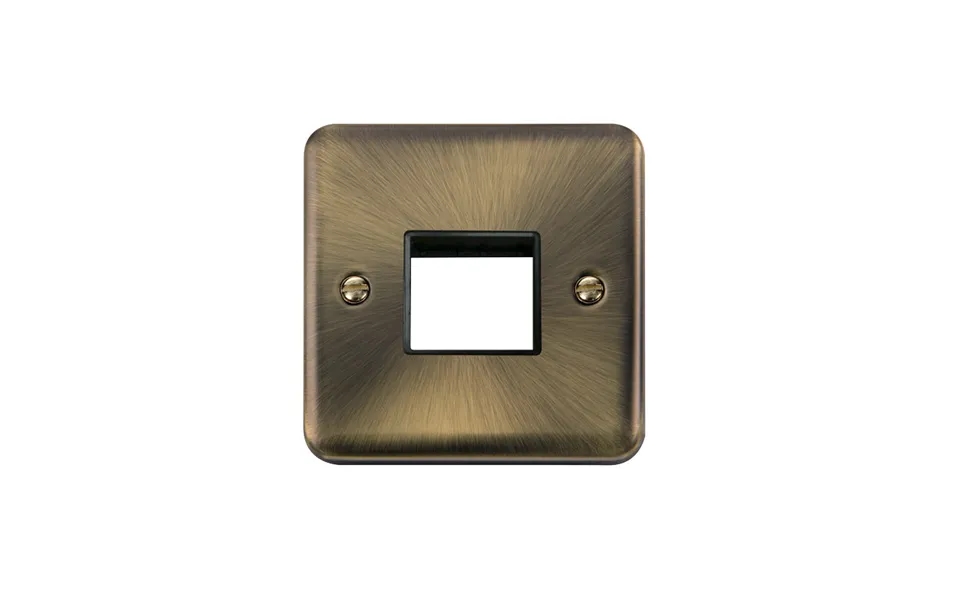 Click Deco Plus Minigrid 2 Aperture Face Plate Antique Brass Black Inserts