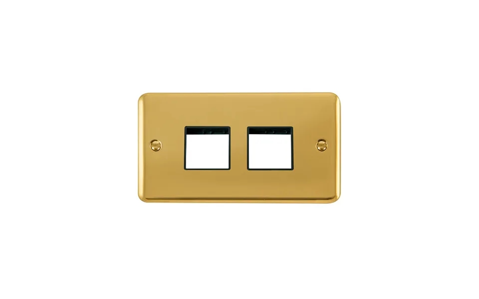 Click Deco Plus Minigrid 4 Aperture Face Plate Polished Brass Black Inserts