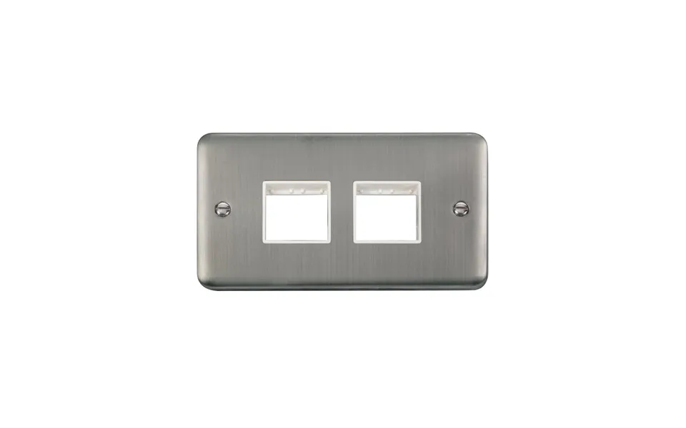 Click Deco Plus Minigrid 4 Aperture Face Plate Stainless Steel White Inserts