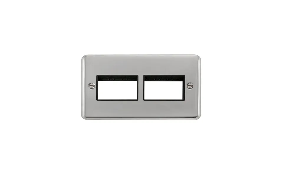 Click Deco Plus Minigrid 6 Aperture Face Plate Polished Chrome Black Inserts