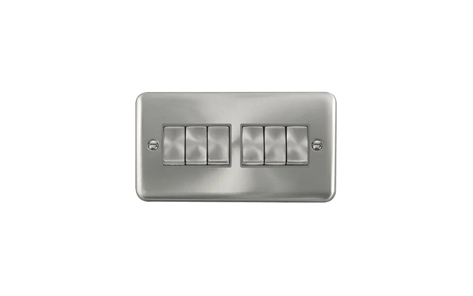Click Deco Plus Minigrid 6 Gang Switch Satin Chrome Grey Inserts