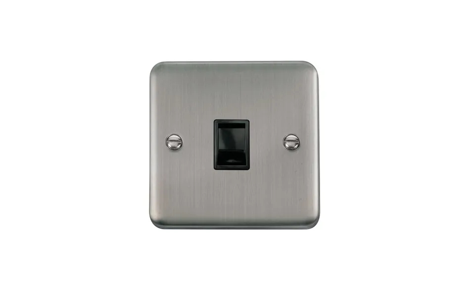 Click Deco Plus Single Rj11 Irish Us Outlet Stainless Steel Black Inserts