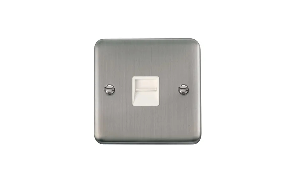 Click Deco Plus Single Telephone Outlet Secondary Stainless Steel White Inserts