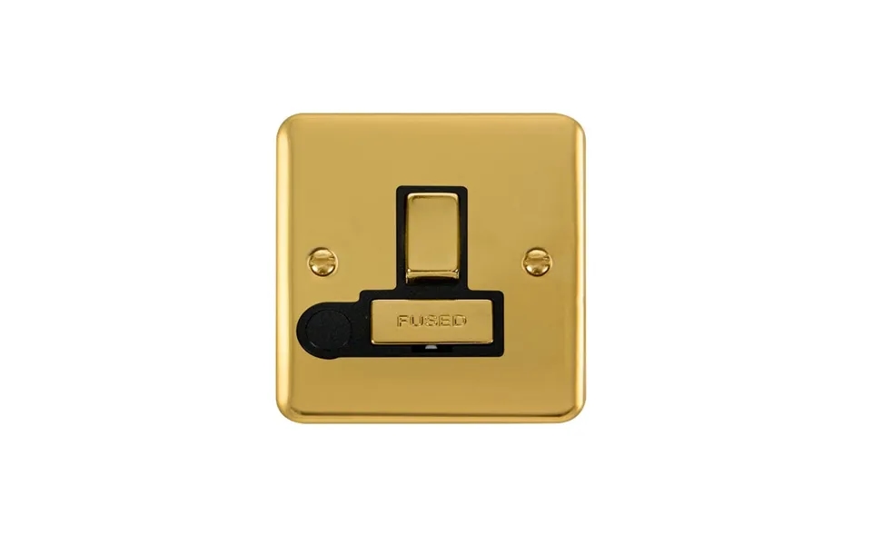 Click Deco Plus Switched Fused Spur Polished Brass Black Inserts Flex Outlet