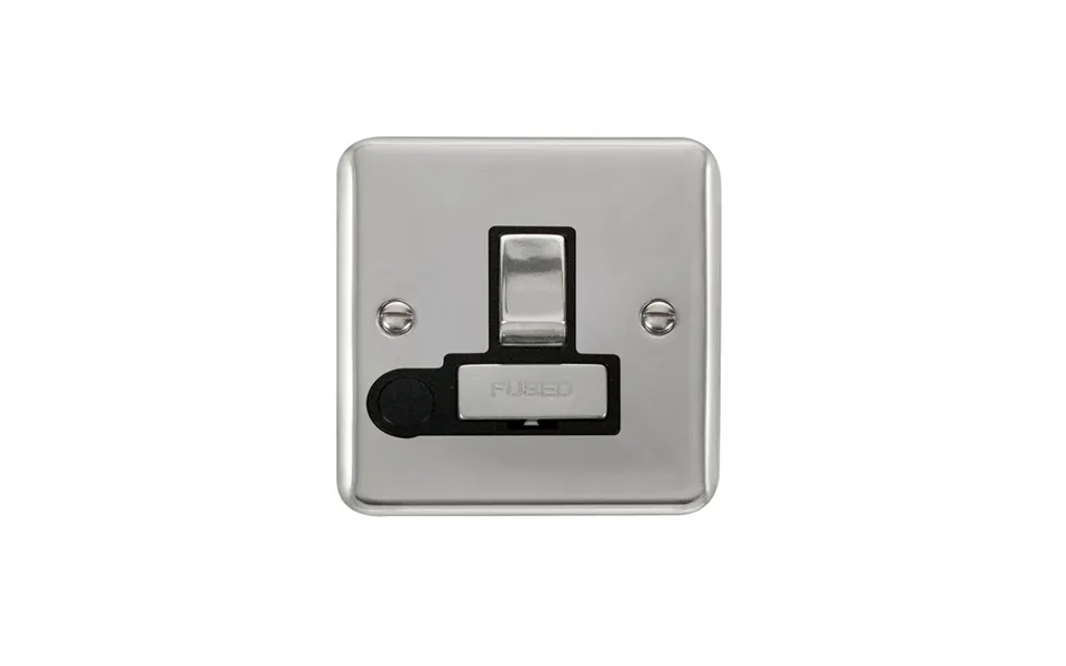 Click Deco Plus Switched Fused Spur Polished Chrome Black Inserts Flex Outlet