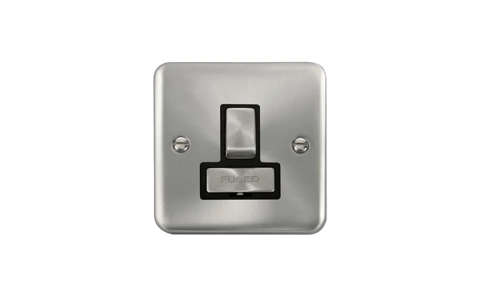 Click Deco Plus Switched Fused Spur Satin Chrome Black Inserts