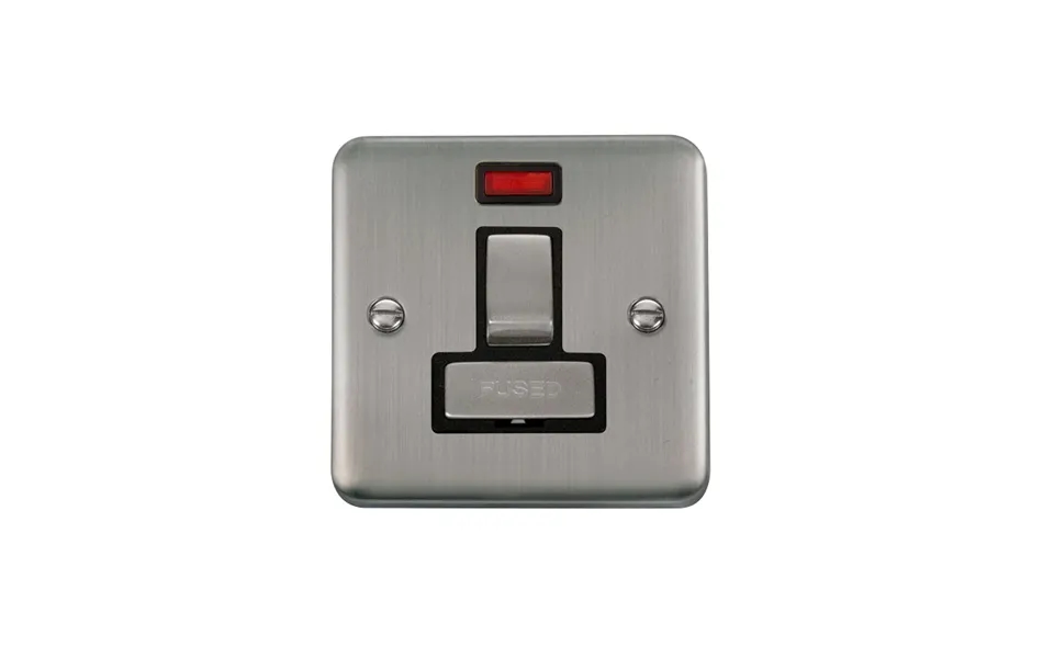 Click Deco Plus Switched Fused Spur Stainless Steel Black Inserts Neon Light