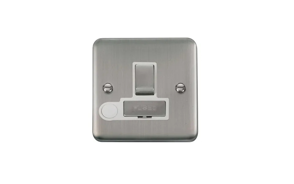 Click Deco Plus Switched Fused Spur Stainless Steel White Inserts Flex Outlet