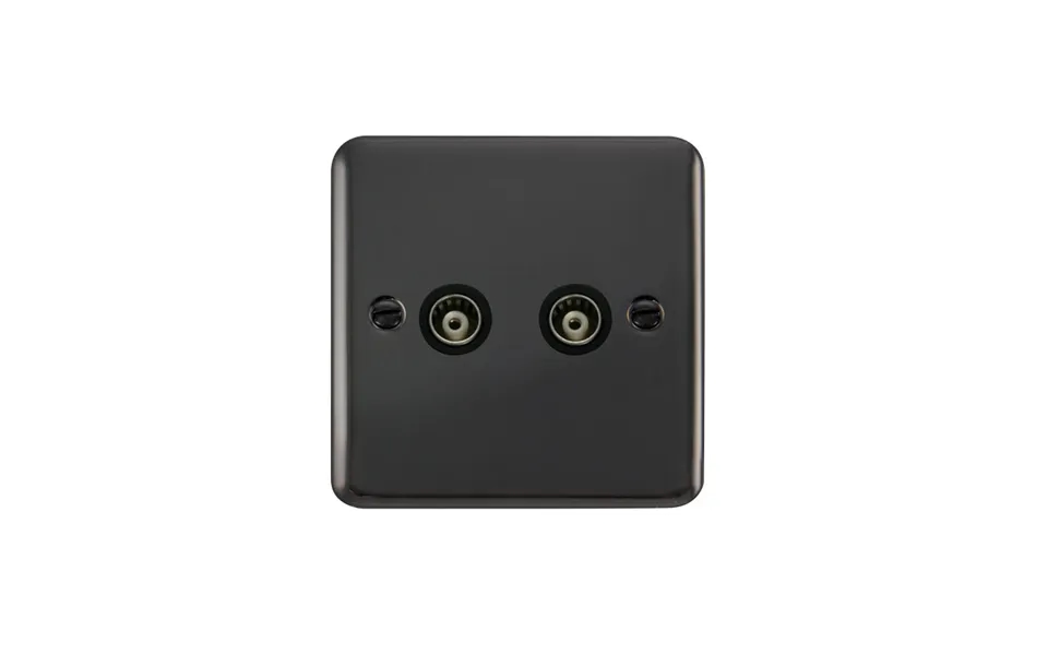 Click Deco Plus Twin Isolated Coaxial Outlet Black Nickel Black Inserts