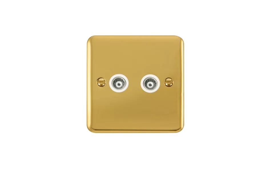 Click Deco Plus Twin Isolated Coaxial Outlet Polished Brass White Inserts