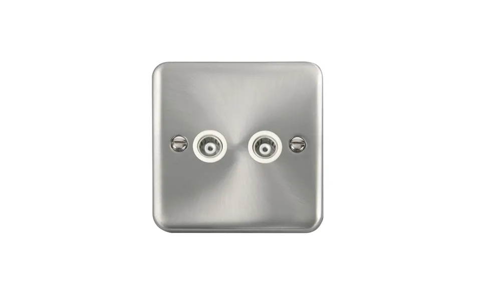 Click Deco Plus Twin Isolated Coaxial Outlet Satin Chrome White Inserts