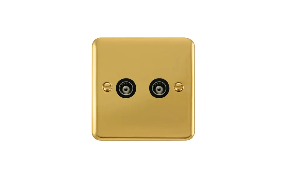 Click Deco Plus Twin Isolated Coaxial Outlett Polished Brass Black Inserts