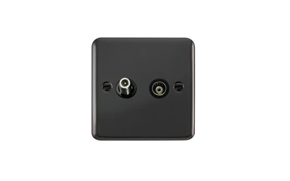 Click Deco Plus Twin Isolated Satellite & Isolated Coaxial Outlet Black Nickel Black Inserts