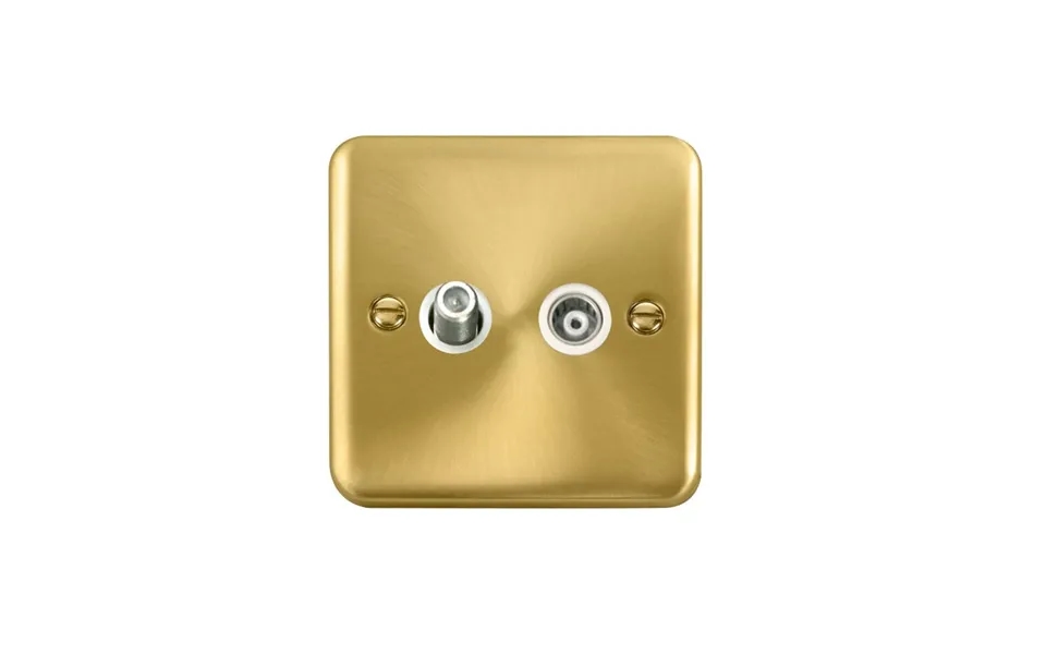Click Deco Plus Twin Isolated Satellite & Isolated Coaxial Outlet Satin Brass White Inserts