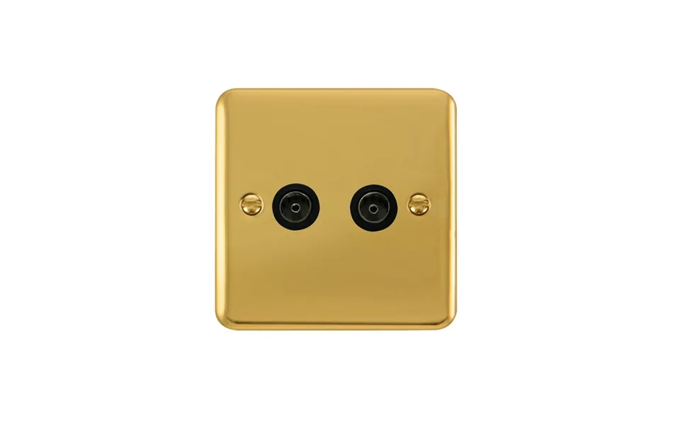 Click Deco Plus Twin Non-isolated Coaxial Outlet Polished Brass Black Inserts