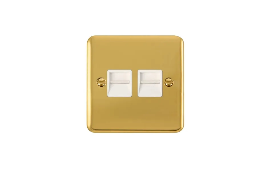 Click Deco Plus Twin Telephone Outlet Master Polished Brass White Inserts