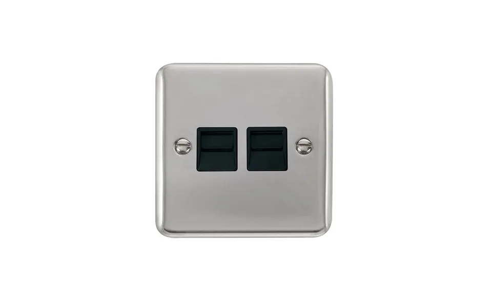 Click Deco Plus Twin Telephone Outlet Secondary Polished Chrome Black Inserts