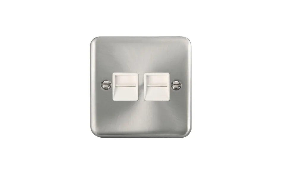 Click Deco Plus Twin Telephone Outlet Secondary Satin Chrome White Inserts
