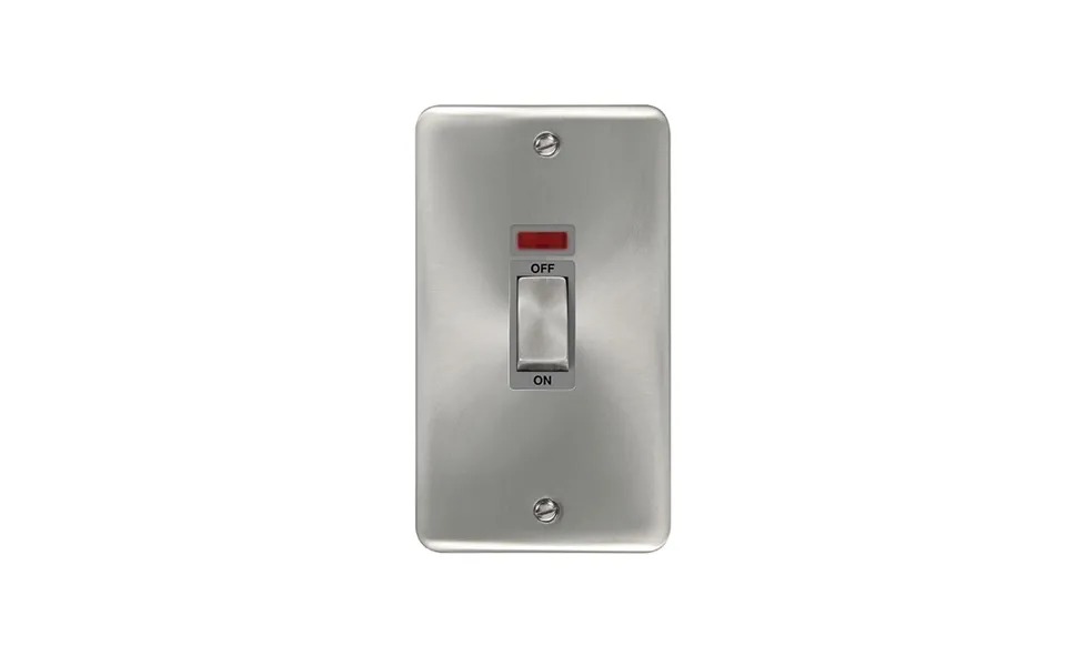 Click Deco Plus Vertical Cooker Switch Satin Chrome Grey Inserts Neon Light