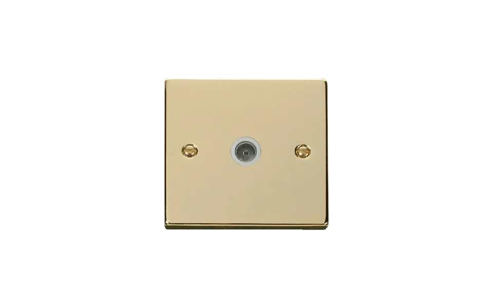 Click Deco Single Non-isolated Coaxial Socket Outlet Polished Brass Insert White