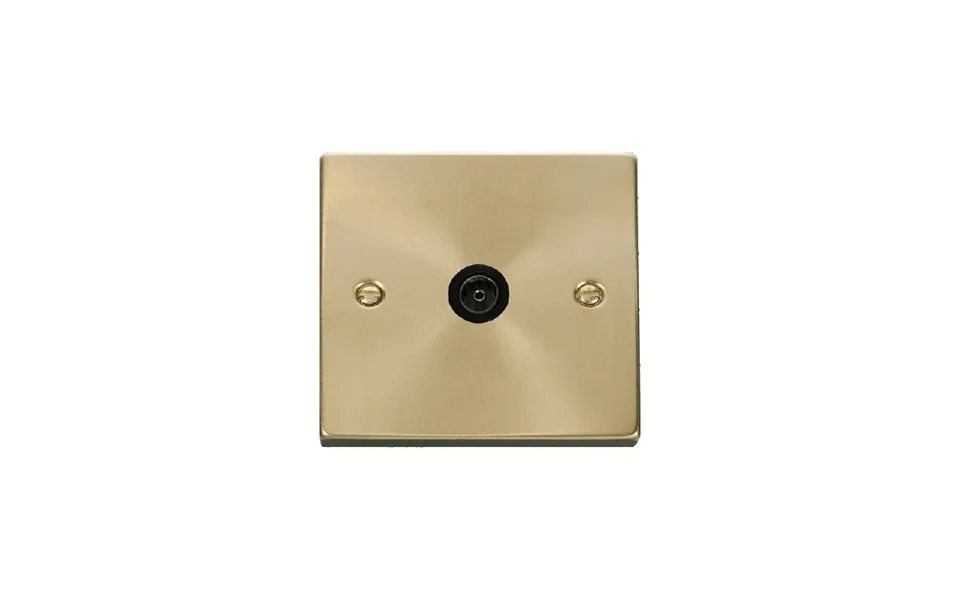 Click Deco Single Non-isolated Coaxial Socket Outlet Satin Brass Insert Black