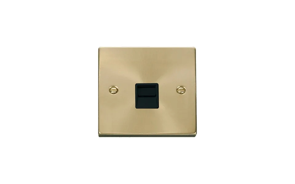 Click Deco Single Telephone Socket Outlet Master Satin Brass Insert Black