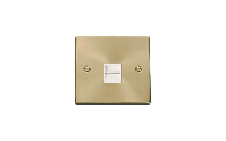 Click Deco Single Telephone Socket Outlet Master Satin Brass Insert White