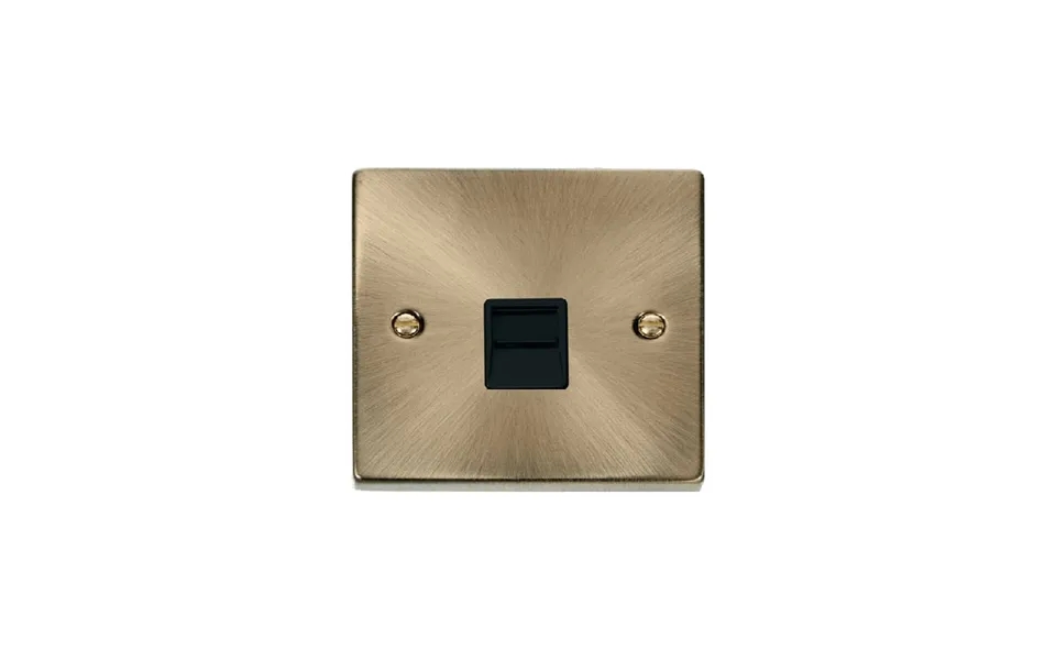Click Deco Single Telephone Socket Outlet Secondary Antique Brass Insert Black