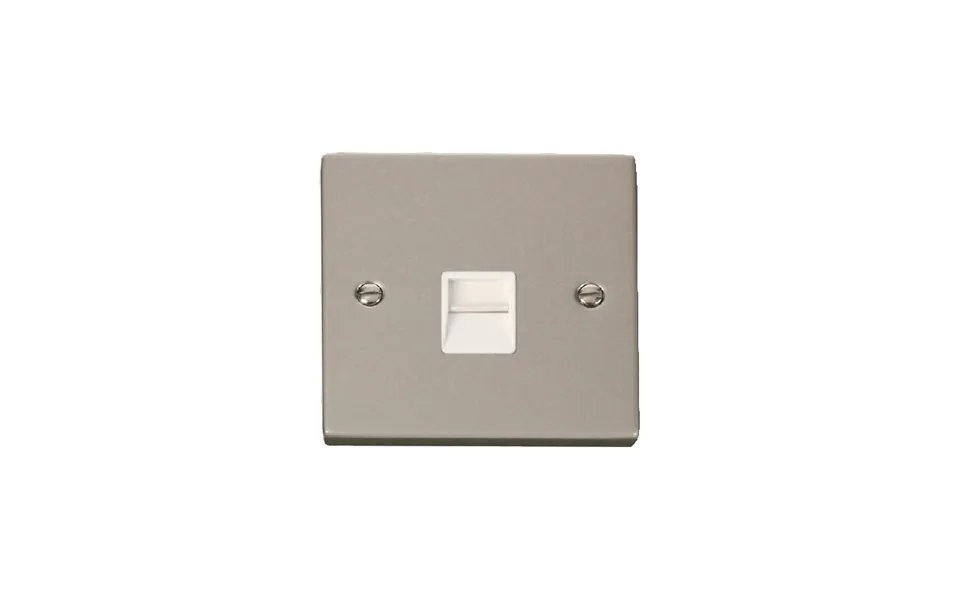 Click Deco Single Telephone Socket Outlet Secondary Pearl Nickel Insert White