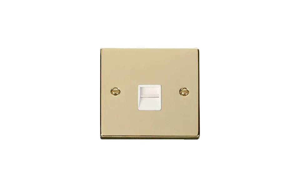 Click Deco Single Telephone Socket Outlet Secondary Polished Brass Insert White