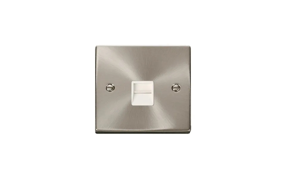 Click Deco Single Telephone Socket Outlet Secondary Satin Chrome Insert White